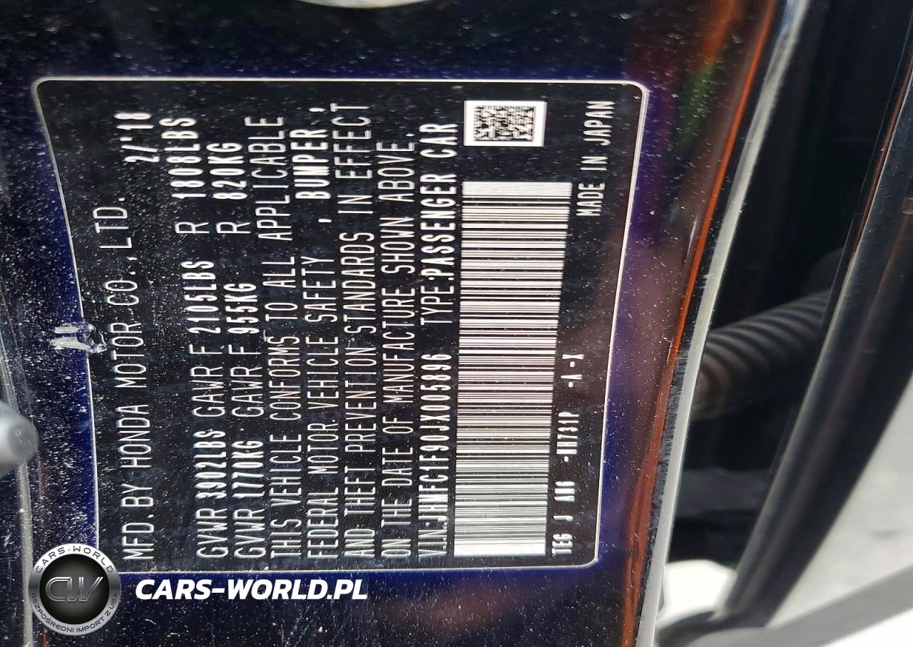 2018 Honda Civic Touring VIN:JHMFC1F90JX005896 - 12