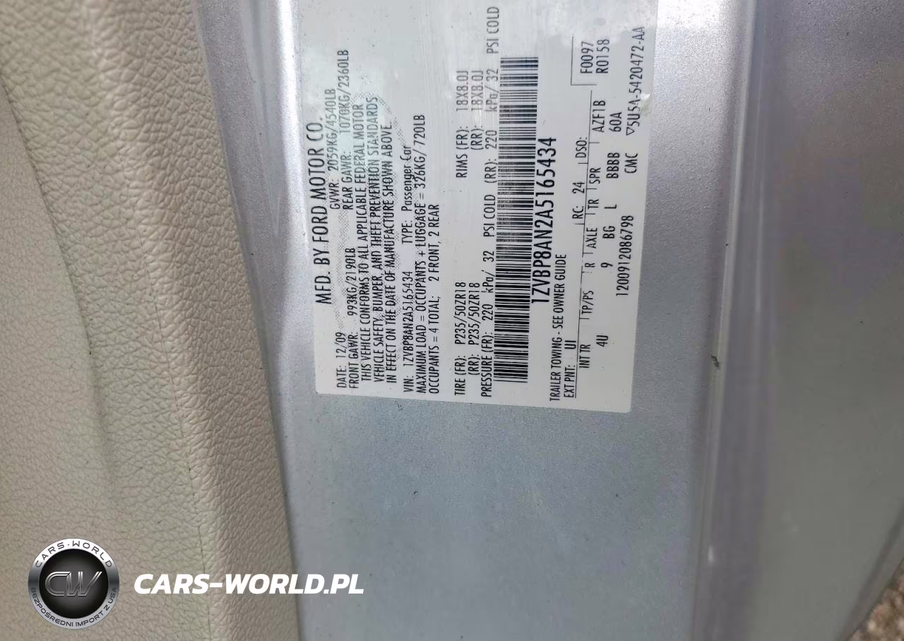 2010 Ford Mustang VIN:1ZVBP8AN2A5165434 - 12