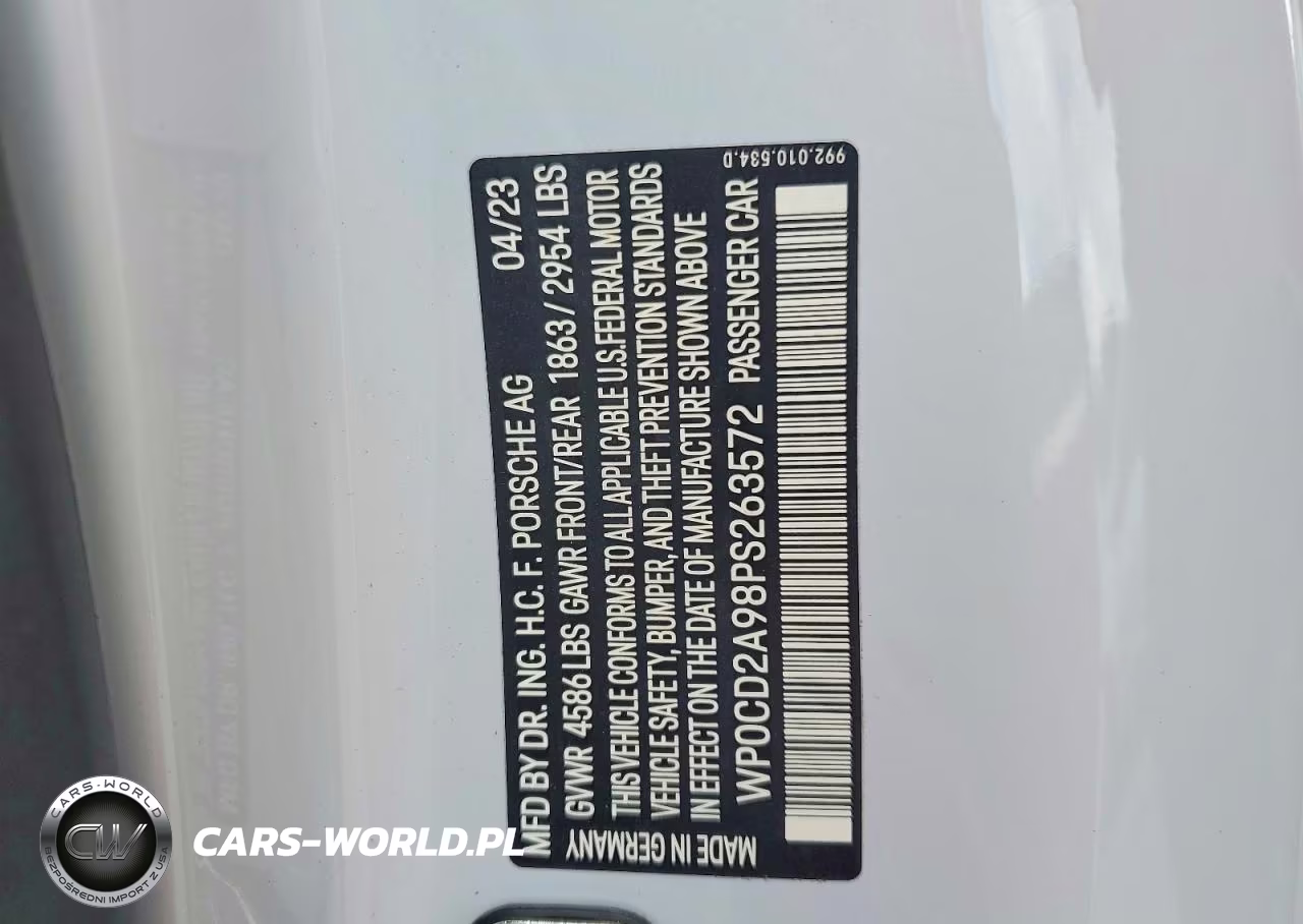 2023 Porsche 911 Turbo VIN:WP0CD2A98PS263572 - 12