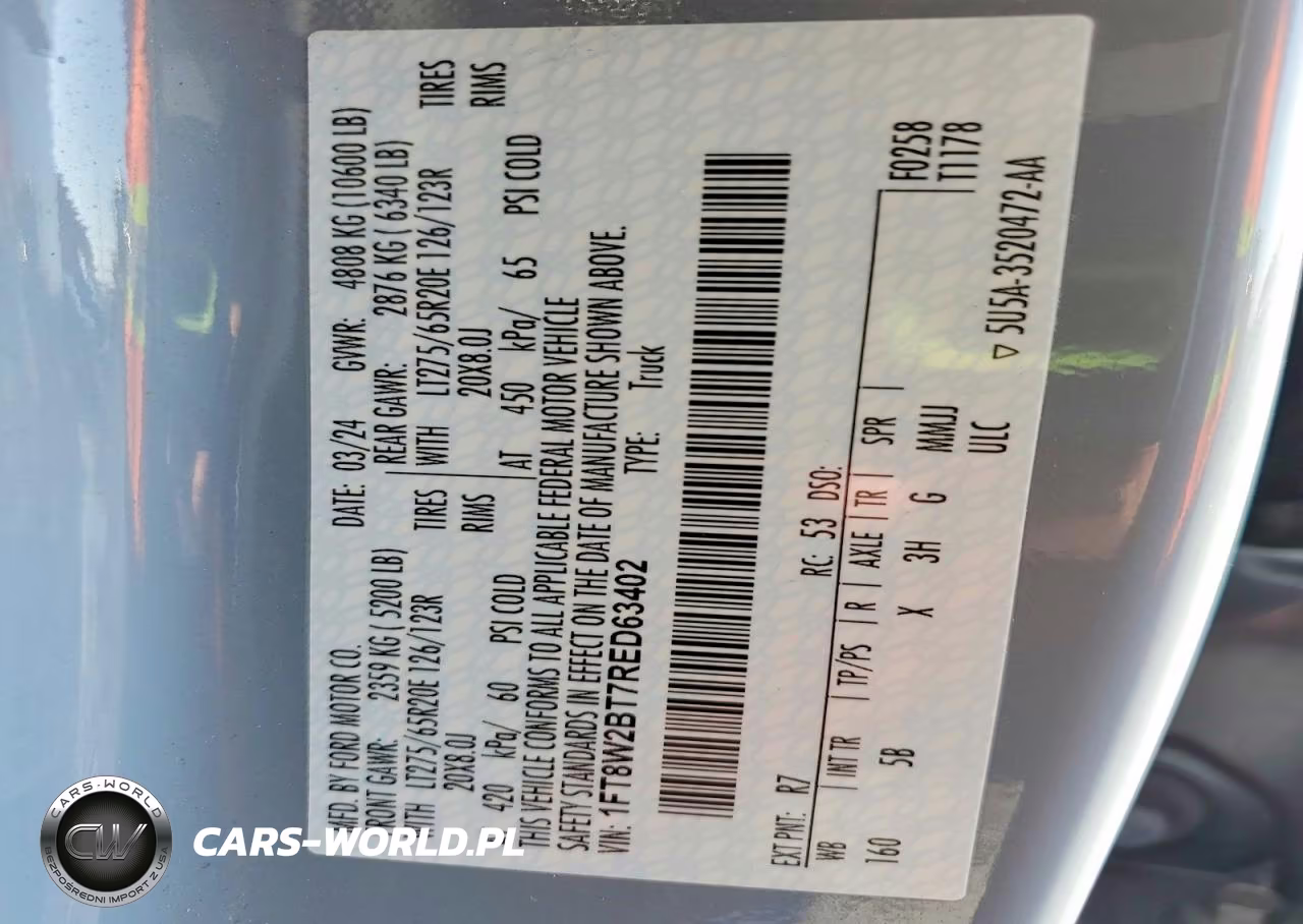 2024 Ford F250 Super Duty VIN:1FT8W2BT7RED63402 - 12