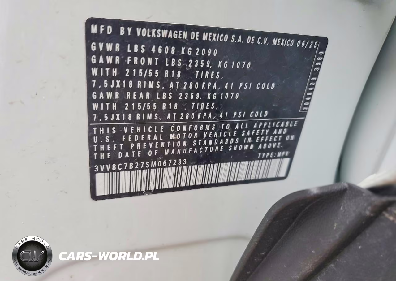 2025 Volkswagen Taos S VIN:3VV8C7B27SM067293 - 14