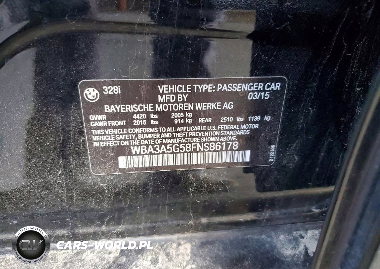 2015 BMW 328 I VIN:WBA3A5G58FNS86178 - 12