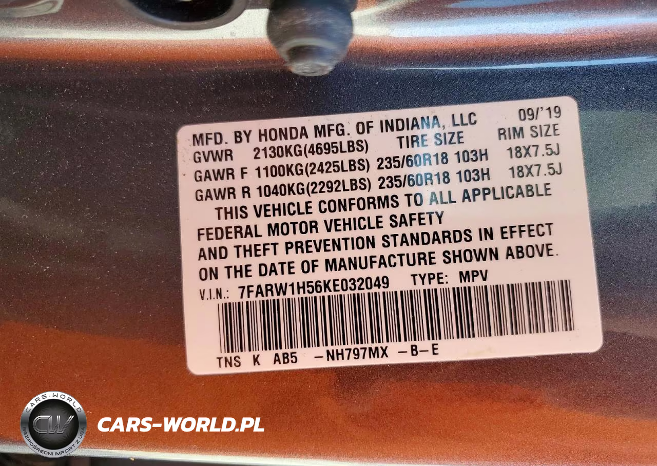 2019 Honda Cr-V Ex VIN:7FARW1H56KE032049 - 13