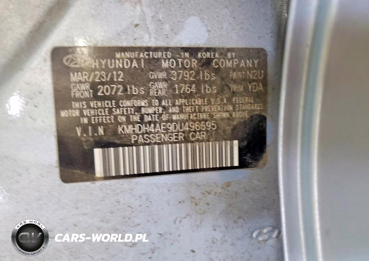 2013 Hyundai Elantra Gls VIN:KMHDH4AE9DU496695 - 13