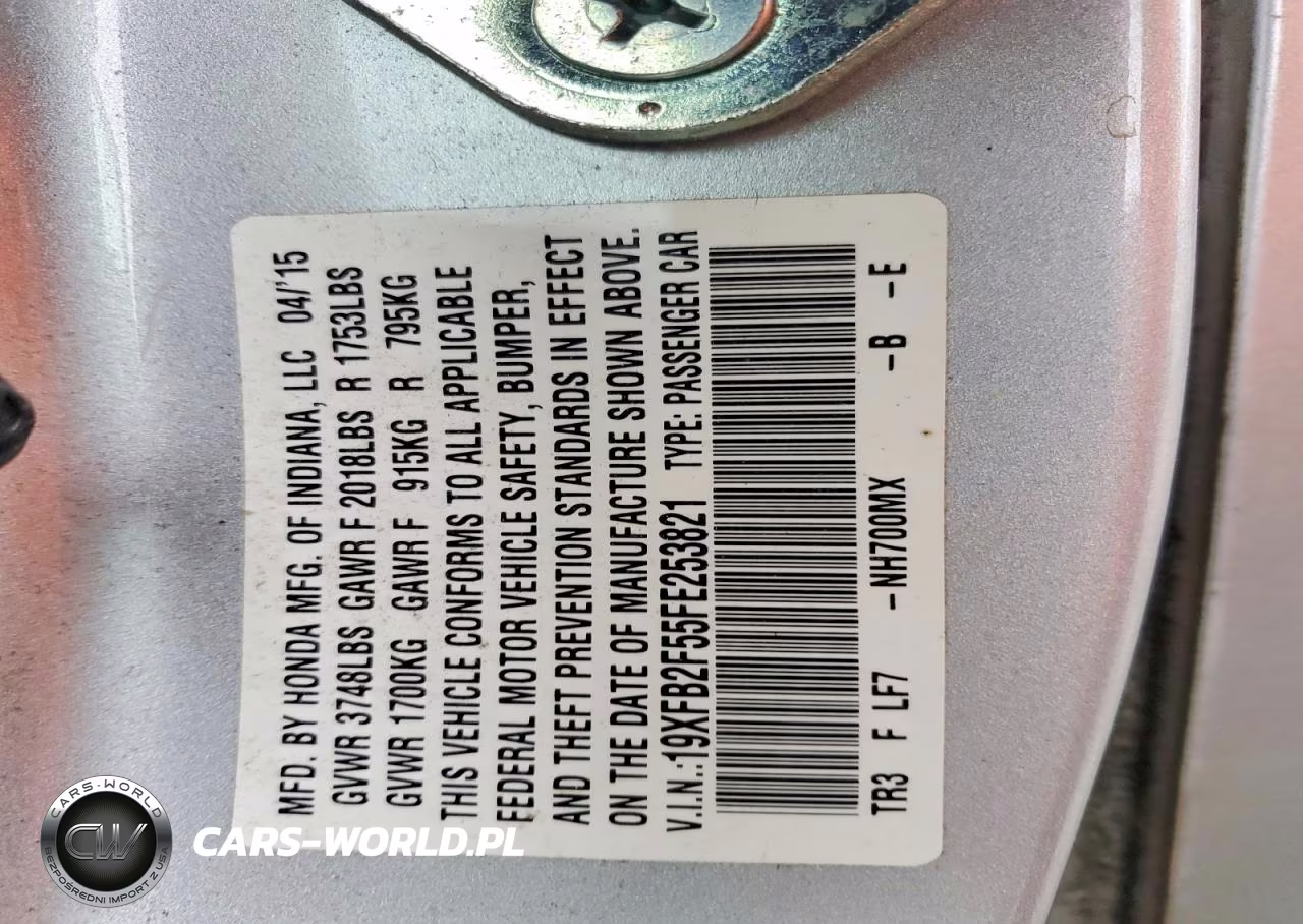2015 Honda Civic Lx VIN:19XFB2F55FE253821 - 12