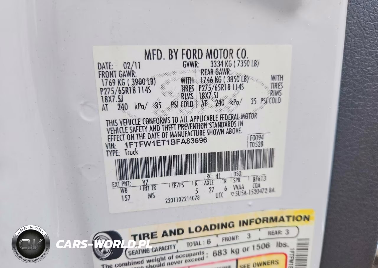 2011 Ford F150 Supercrew VIN:1FTFW1ET1BFA83696 - 12