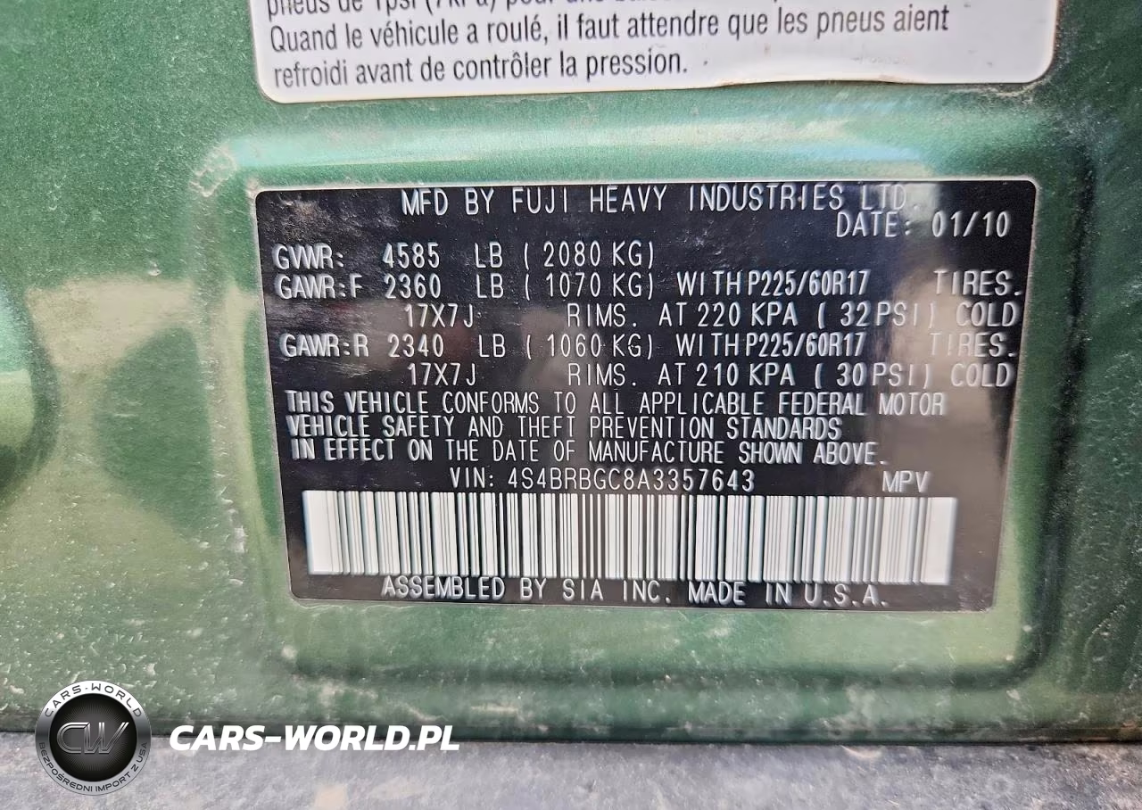 2010 Subaru Outback 2.5I Premium VIN:4S4BRBGC8A3357643 - 14