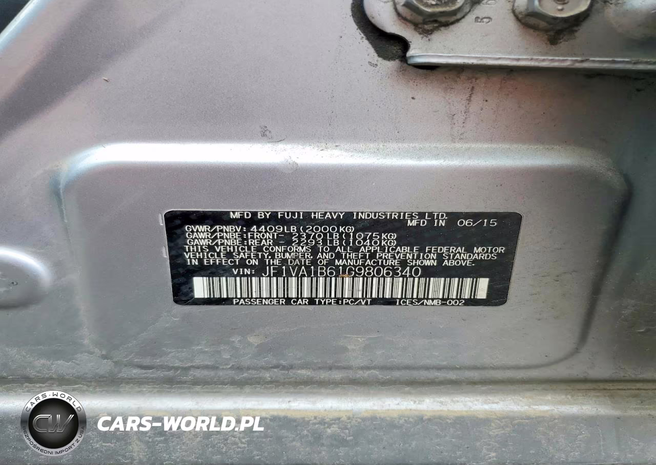 2016 Subaru Wrx VIN:JF1VA1B61G9806340 - 13