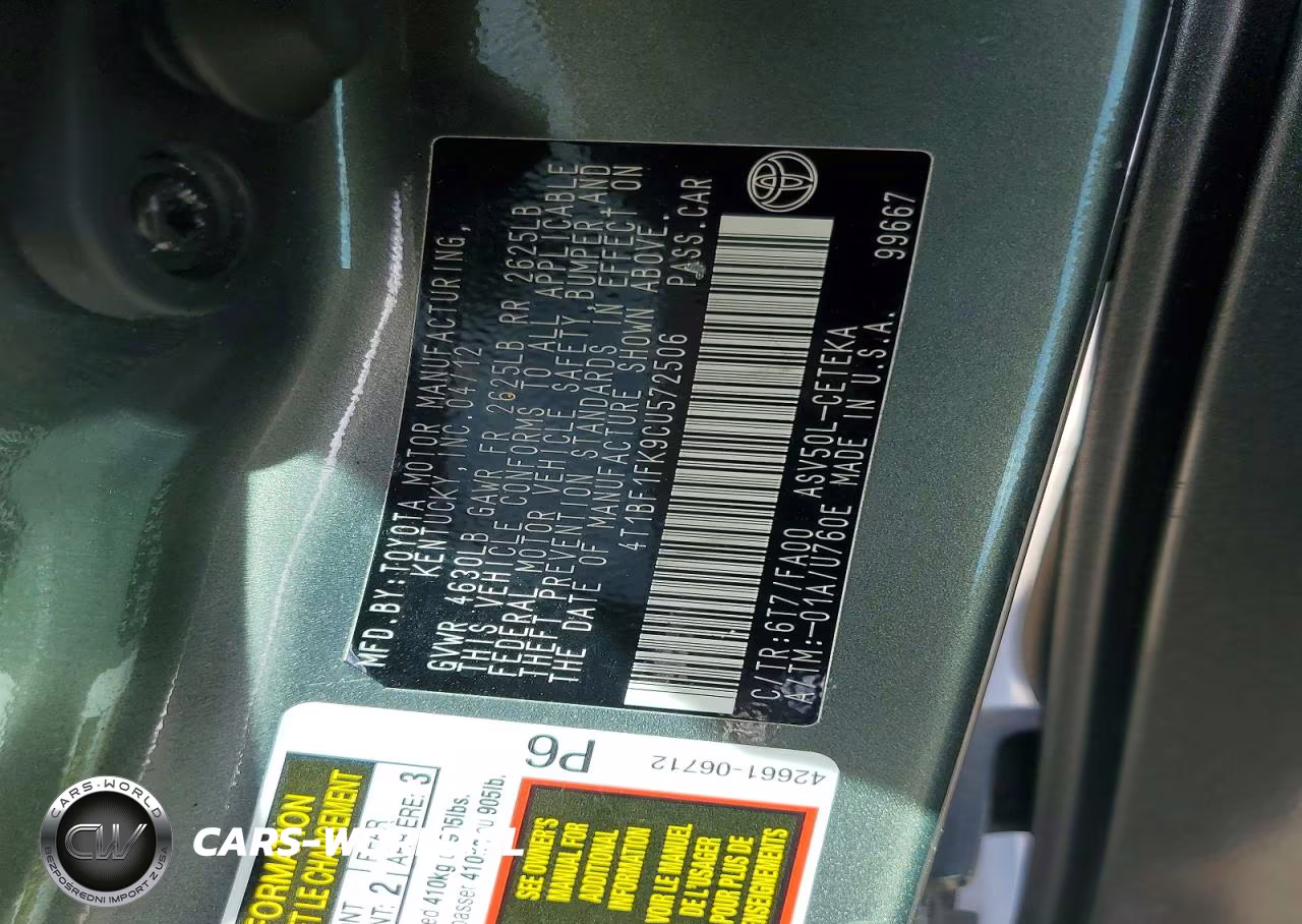 2012 Toyota Camry L VIN:4T1BF1FK9CU572506 - 12