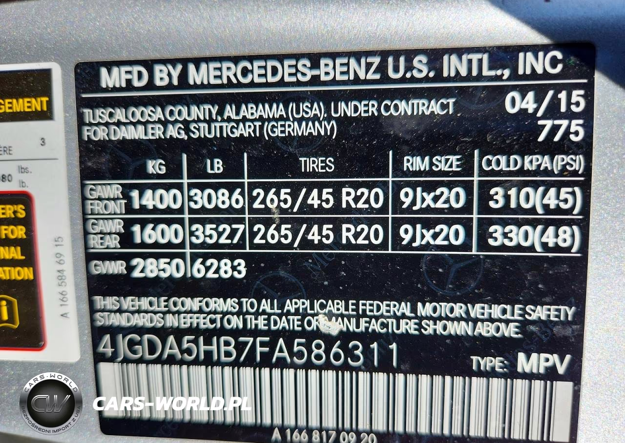 2015 Mercedes-Benz Ml 350 4Matic VIN:4JGDA5HB7FA586311 - 14