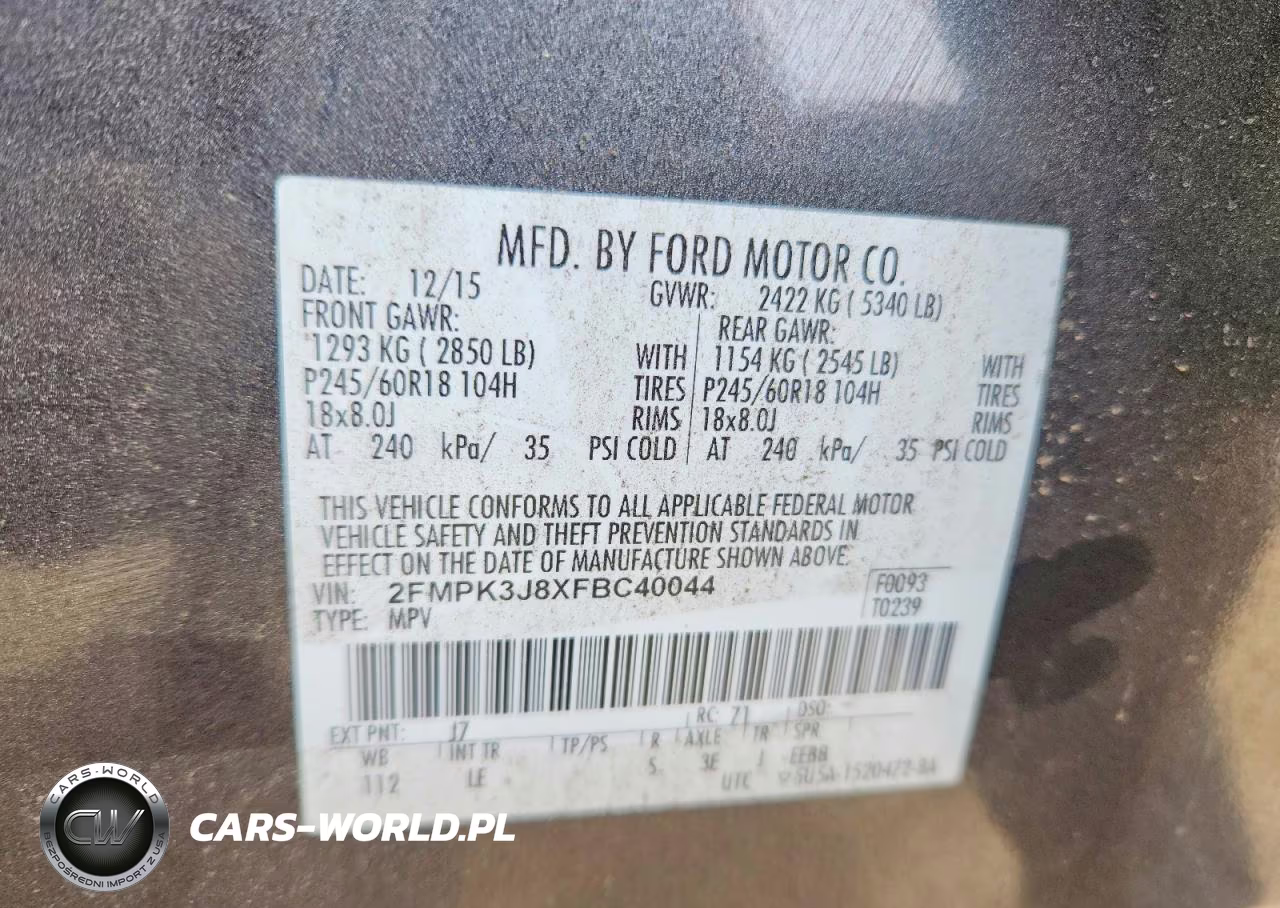 2015 Ford Edge VIN:2FMPK3J8XFBC40044 - 13
