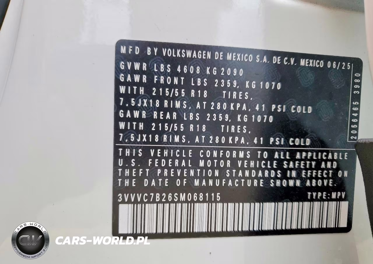 2025 Volkswagen Taos Se VIN:3VVVC7B26SM068115 - 12
