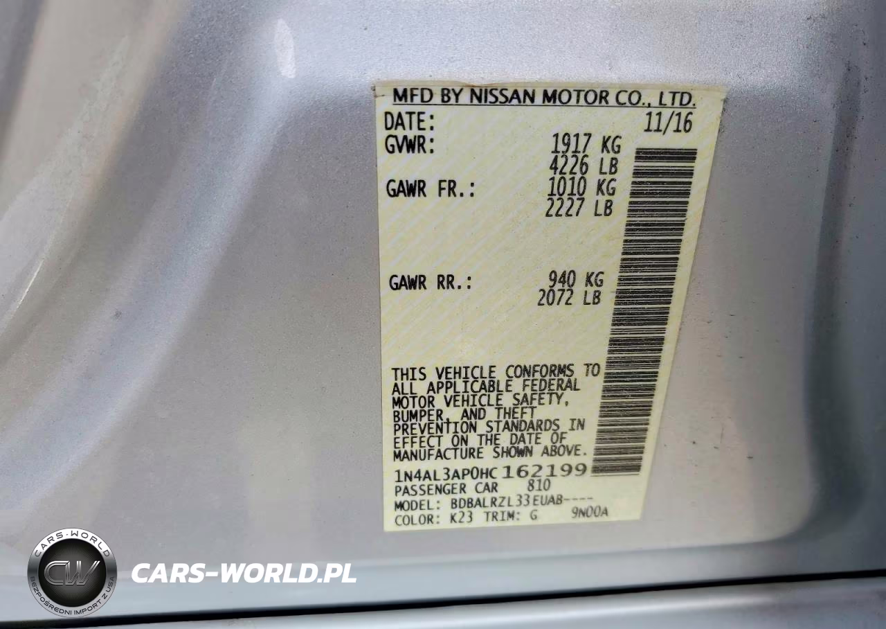 2017 Nissan Altima 2.5 Sl VIN:1N4AL3AP0HC162199 - 12