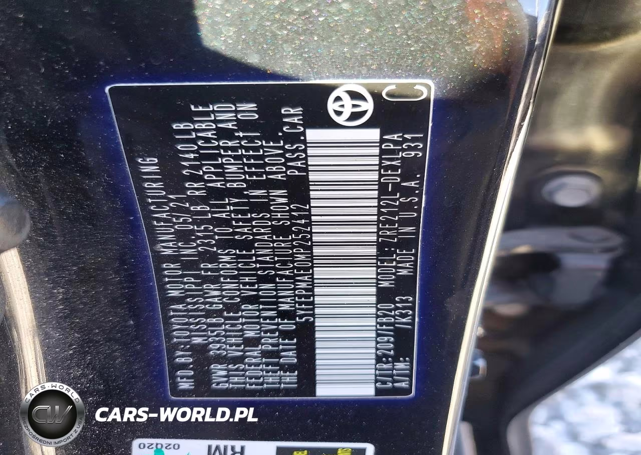 2021 Toyota Corolla Le VIN:5YFEPMAE0MP252412 - 12