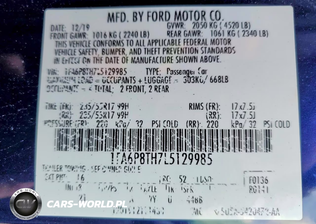 2020 Ford Mustang VIN:1FA6P8TH7L5129985 - 12