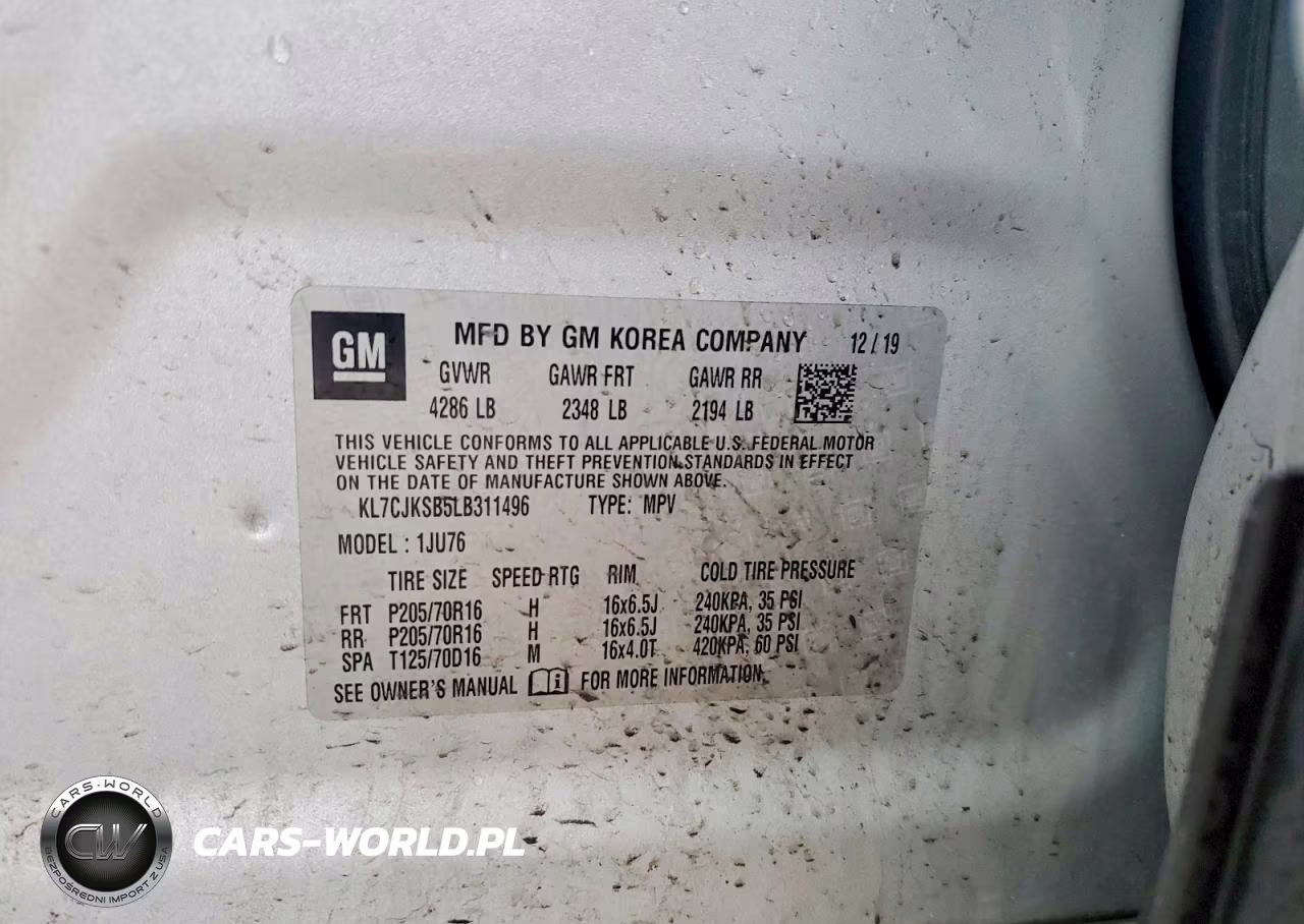 2020 Chevrolet Trax Ls VIN:KL7CJKSB5LB311496 - 12