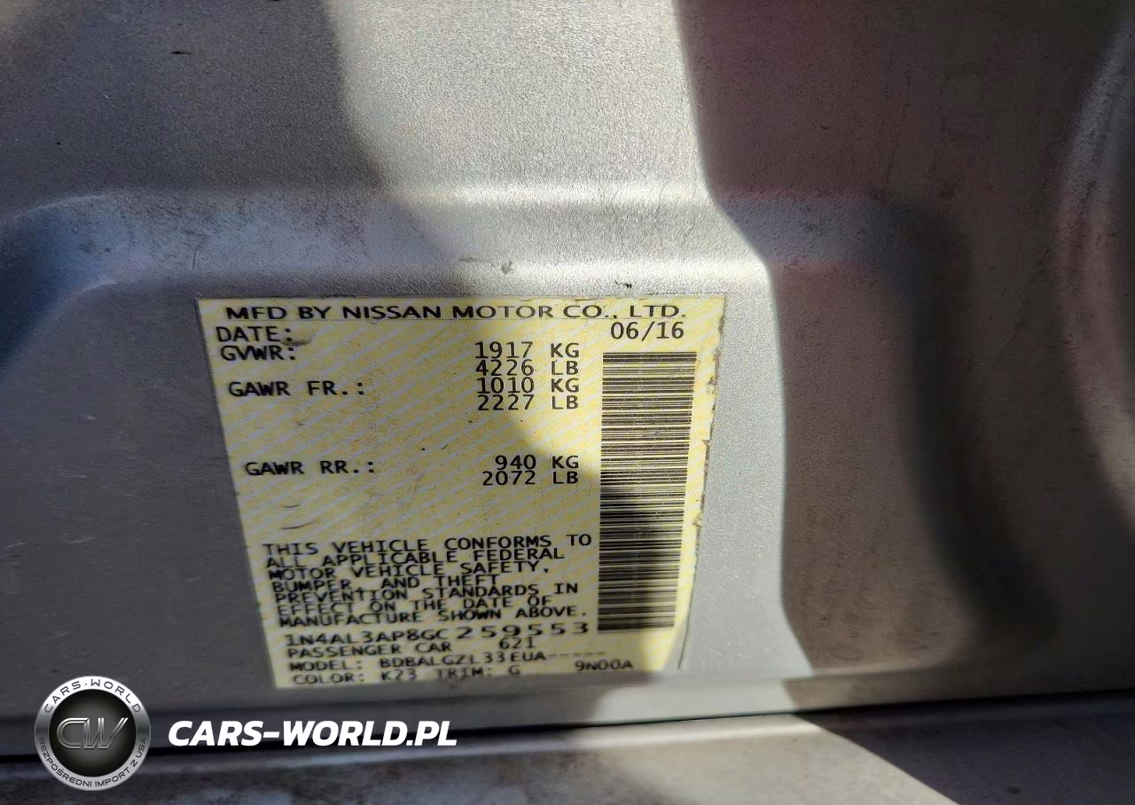 2016 Nissan Altima 2.5 S VIN:1N4AL3AP8GC259553 - 12