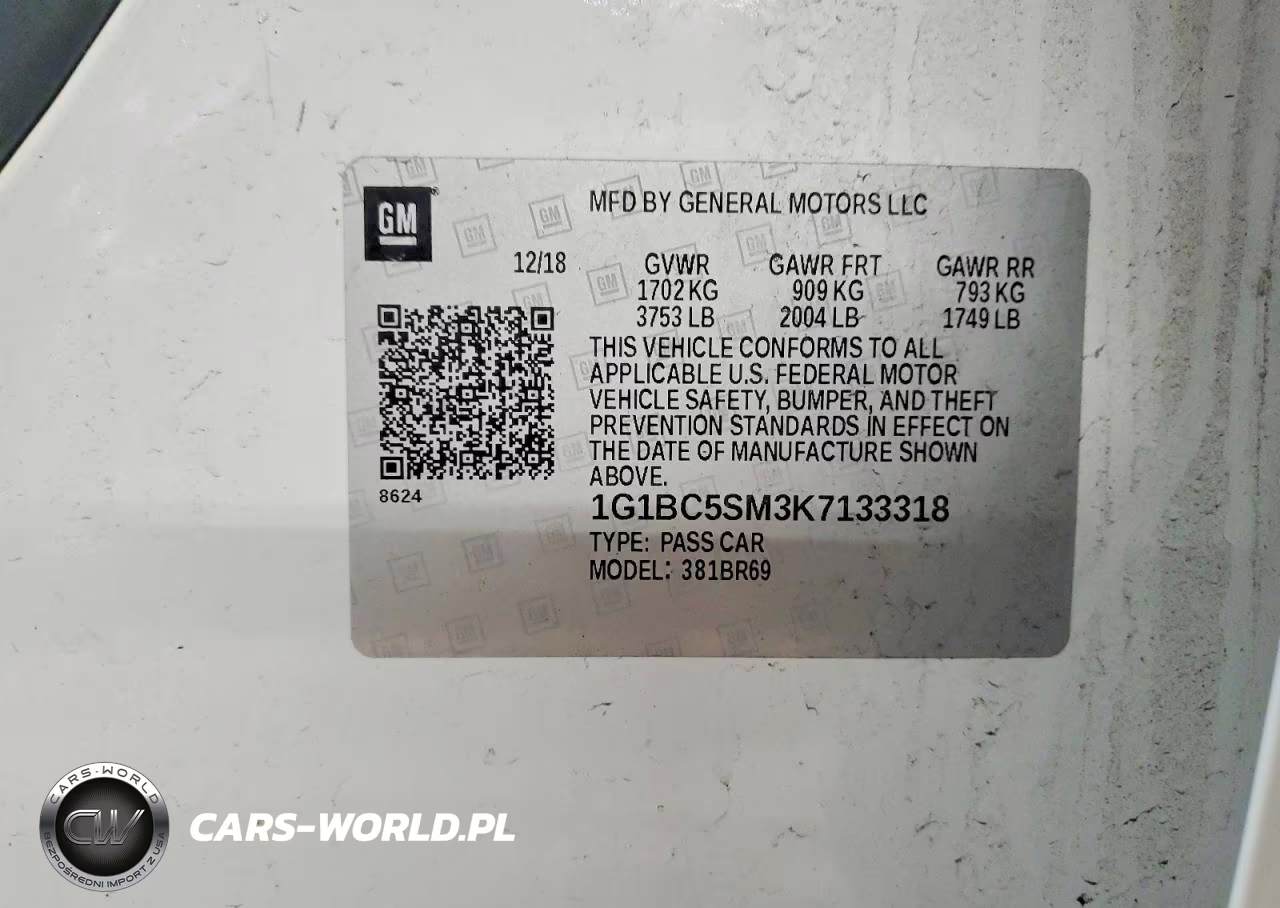 2019 Chevrolet Cruze Ls VIN:1G1BC5SM3K7133318 - 12