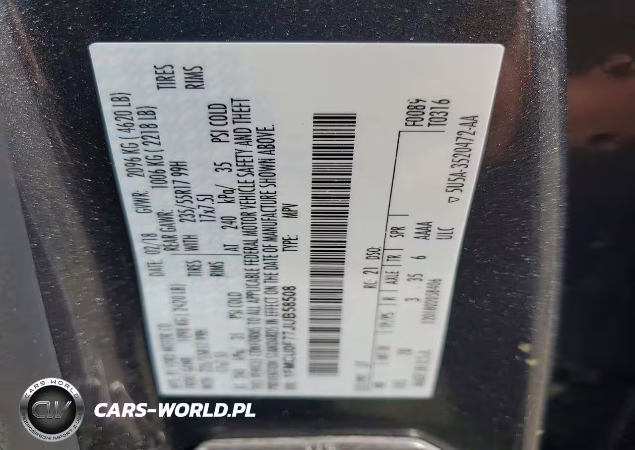 2018 Ford Escape S VIN:1FMCU0F77JUB58508 - 13