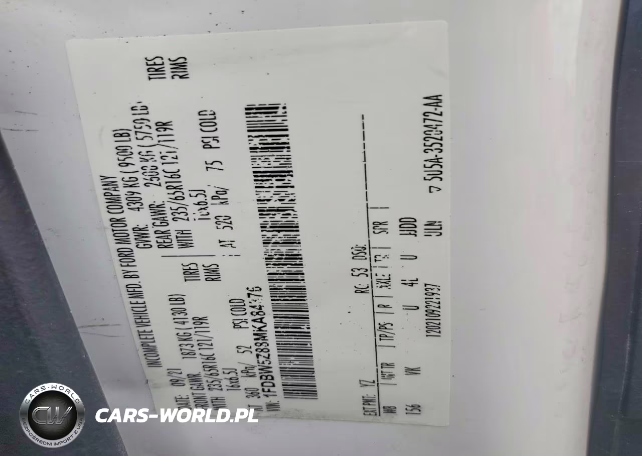2021 Ford Transit Delivery Truck VIN:1FDBW5Z88MKA84376 - 13