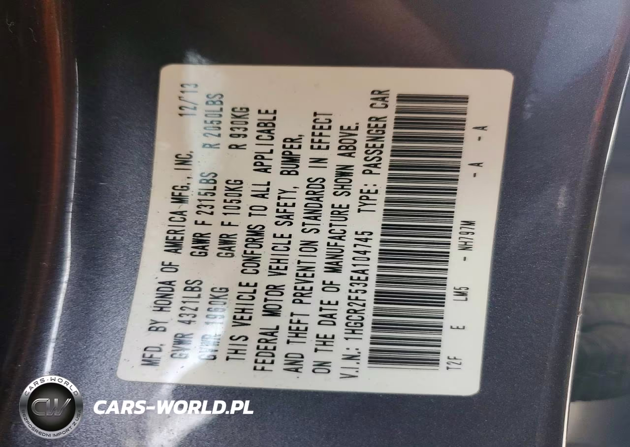 2014 Honda Accord Sport VIN:1HGCR2F53EA104745 - 12