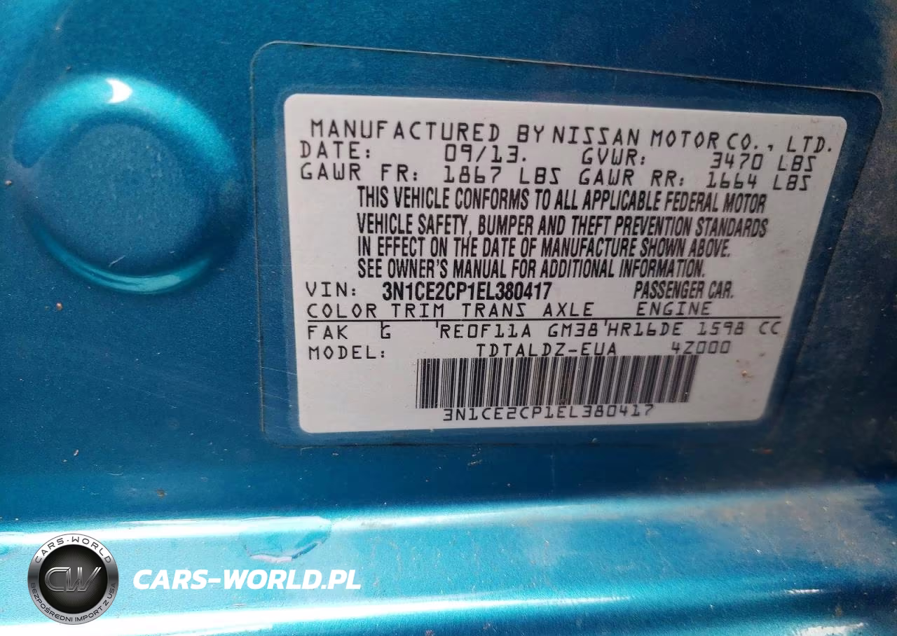 2014 Nissan Versa Note Sv VIN:3N1CE2CP1EL380417 - 14