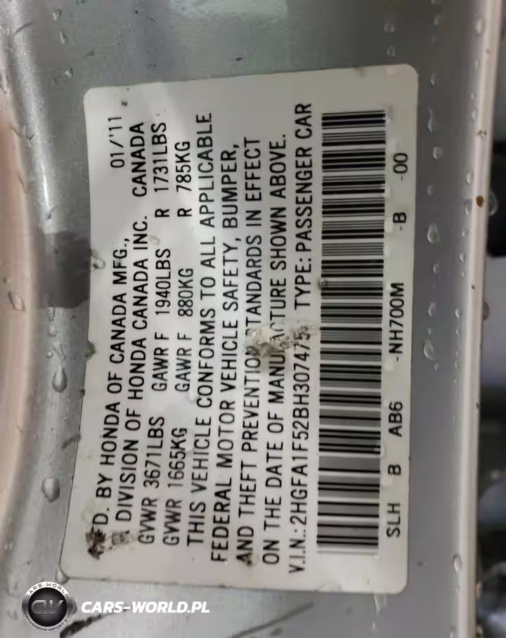 2011 Honda Civic Lx VIN:2HGFA1F52BH307475 - 12