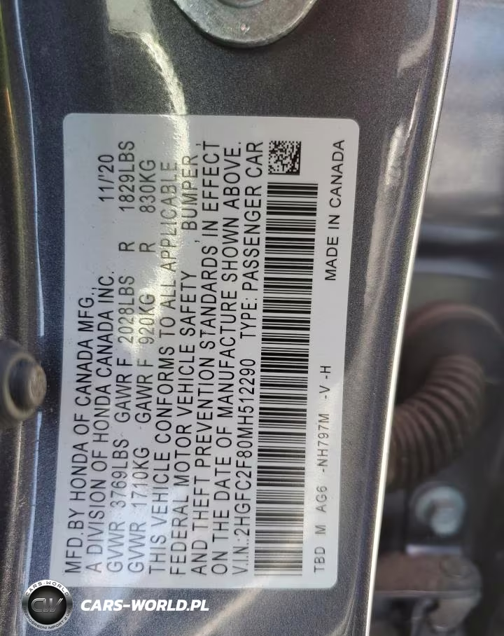 2021 Honda Civic Sport VIN:2HGFC2F80MH512290 - 12