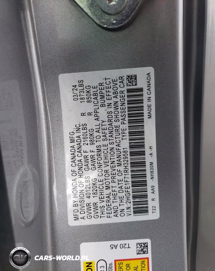 2024 Honda Civic Ex VIN:2HGFE1F71RH329581 - 12