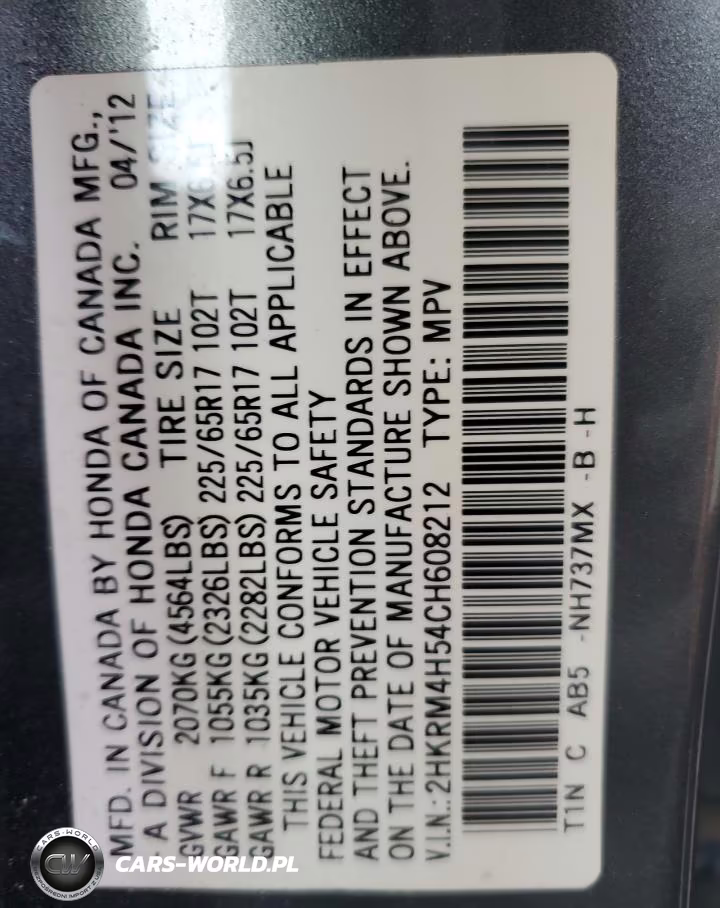 2012 Honda Cr-V Ex VIN:2HKRM4H54CH608212 - 13
