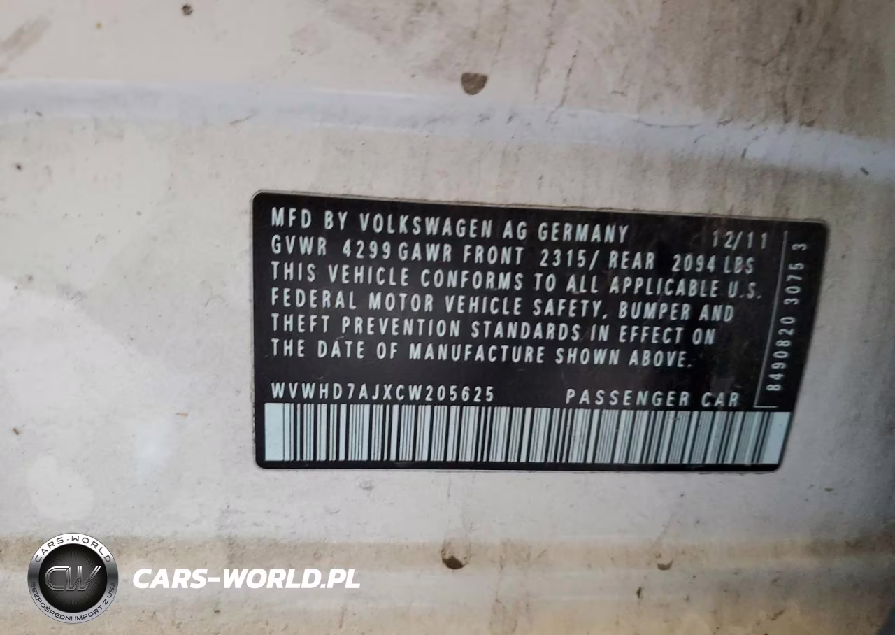 2012 Volkswagen Gti VIN:WVWHD7AJXCW205625 - 12