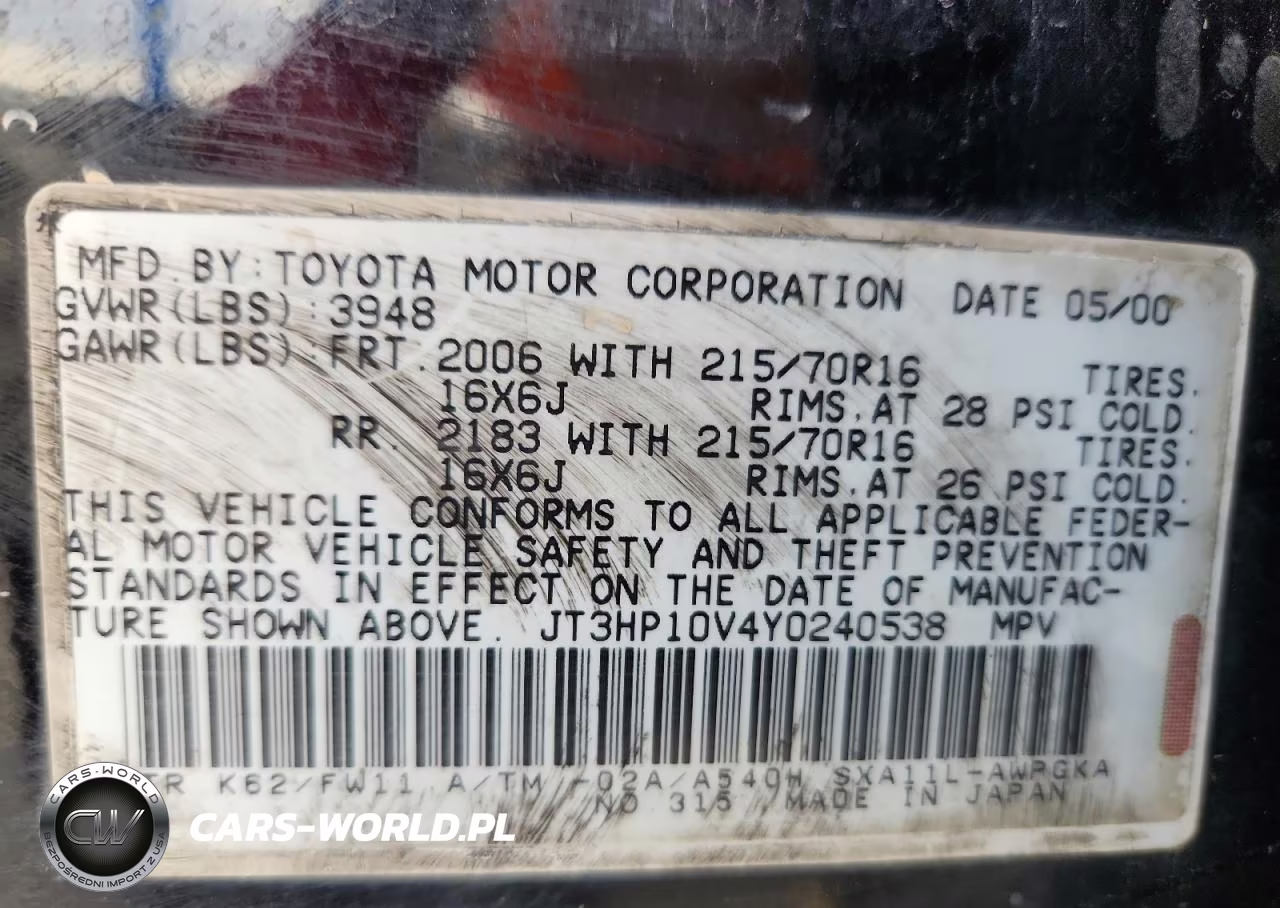 2000 Toyota Rav4 VIN:JT3HP10V4Y0240538 - 13