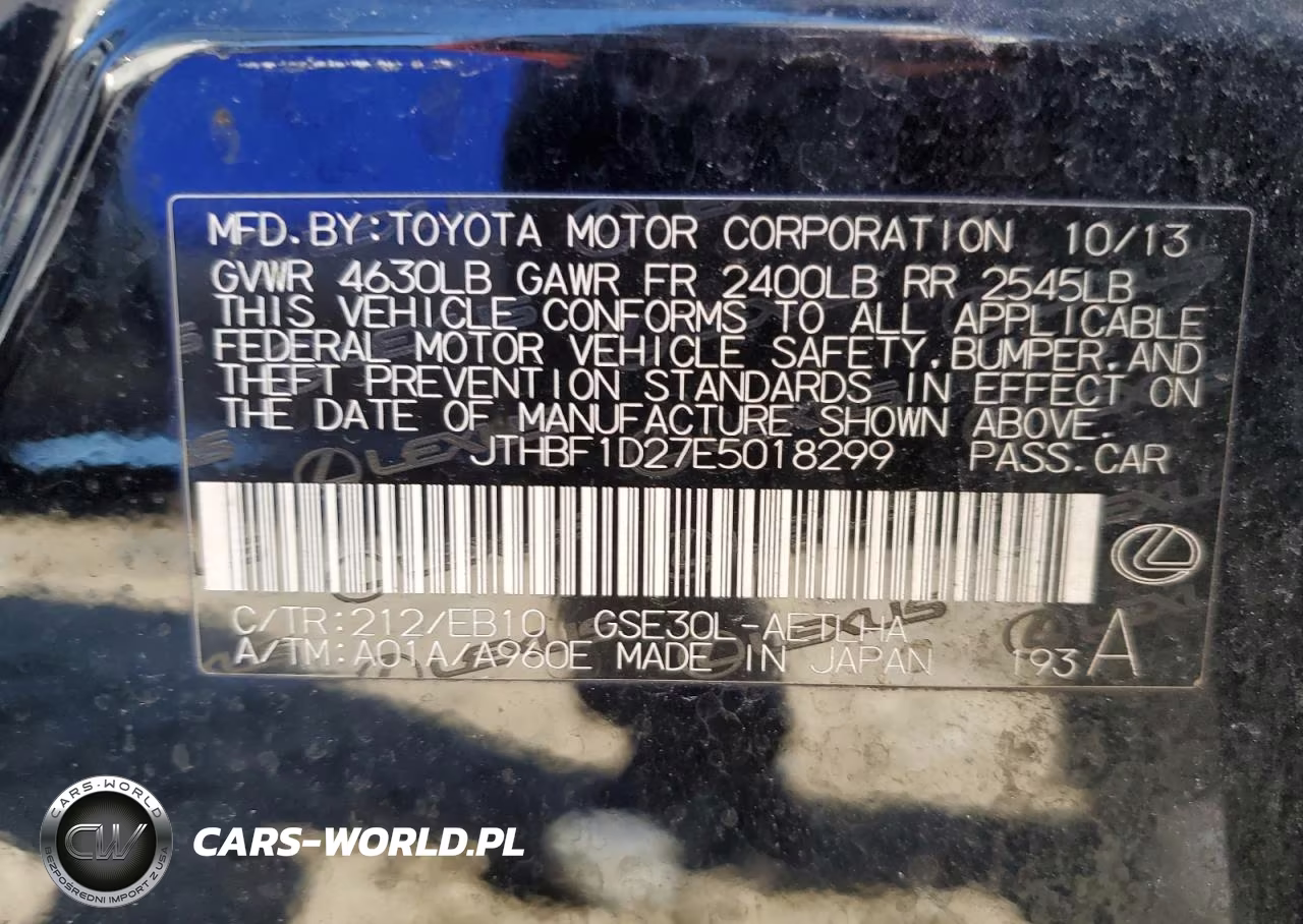 2014 Lexus Is 250 VIN:JTHBF1D27E5018299 - 12