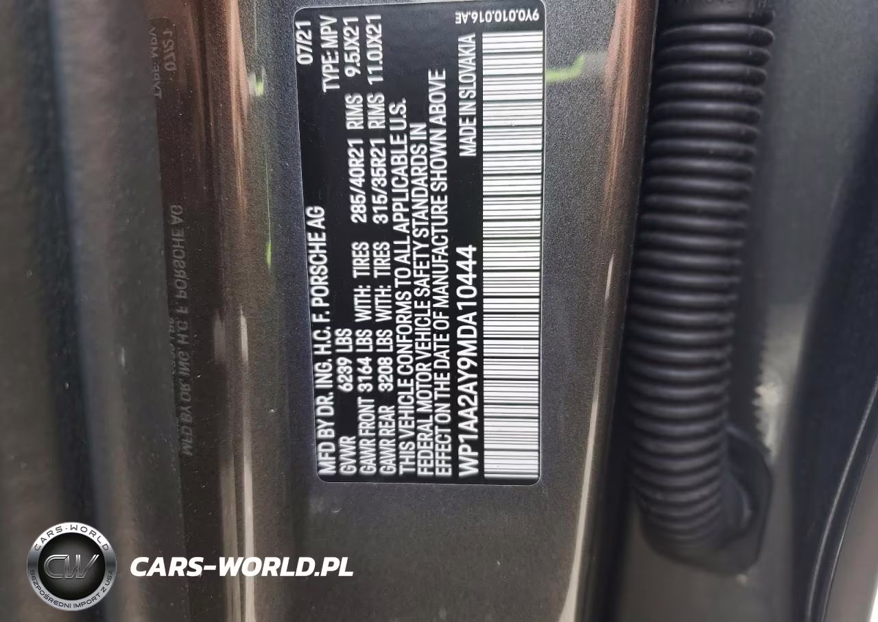 2021 Porsche Cayenne VIN:WP1AA2AY9MDA10444 - 13