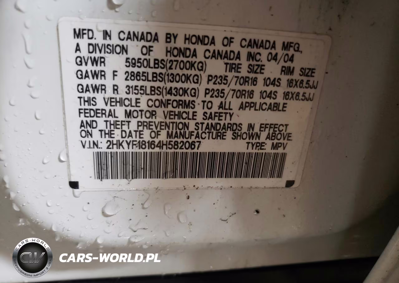 2004 Honda Pilot Lx VIN:2HKYF18164H582067 - 13