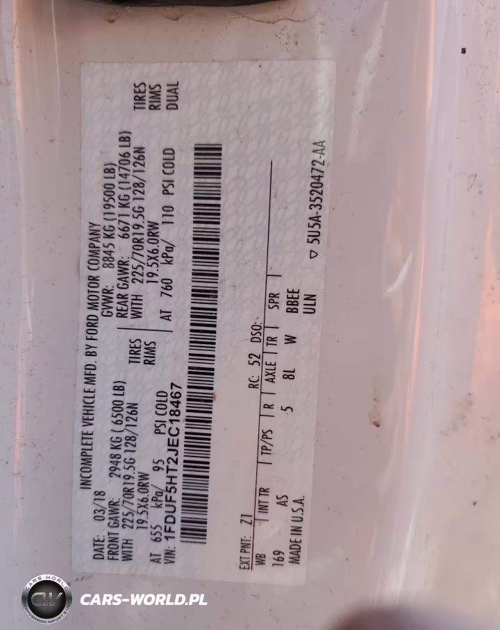 2018 Ford F550 Super Duty VIN:1FDUF5HT2JEC18467 - 12