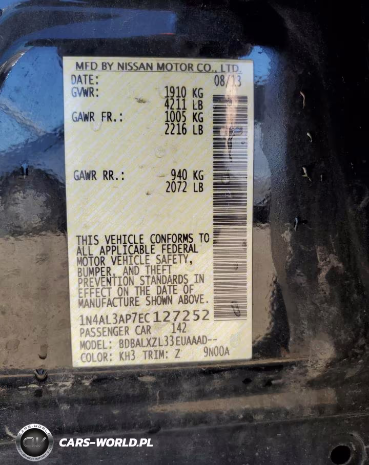 2014 Nissan Altima 2.5 VIN:1N4AL3AP7EC127252 - 12