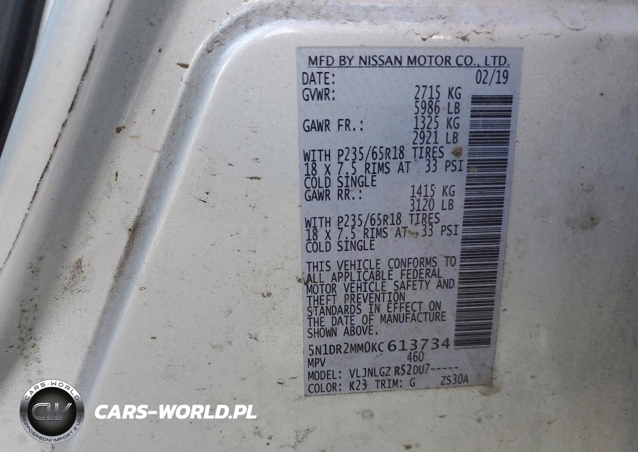 2019 Niss Pathfinder S VIN:5N1DR2MM0KC613734 - 12