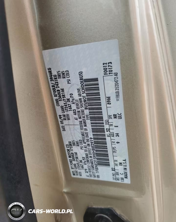 1999 Ford Econoline E350 Super Duty Wagon VIN:1FBNE31S9XHB82919 - 13