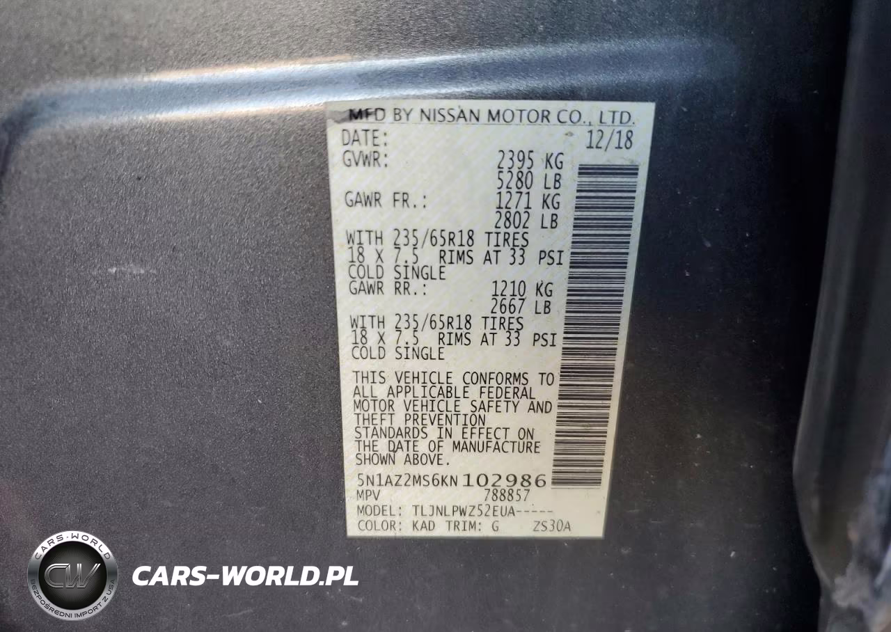2019 Nissan Murano S VIN:5N1AZ2MS6KN102986 - 13