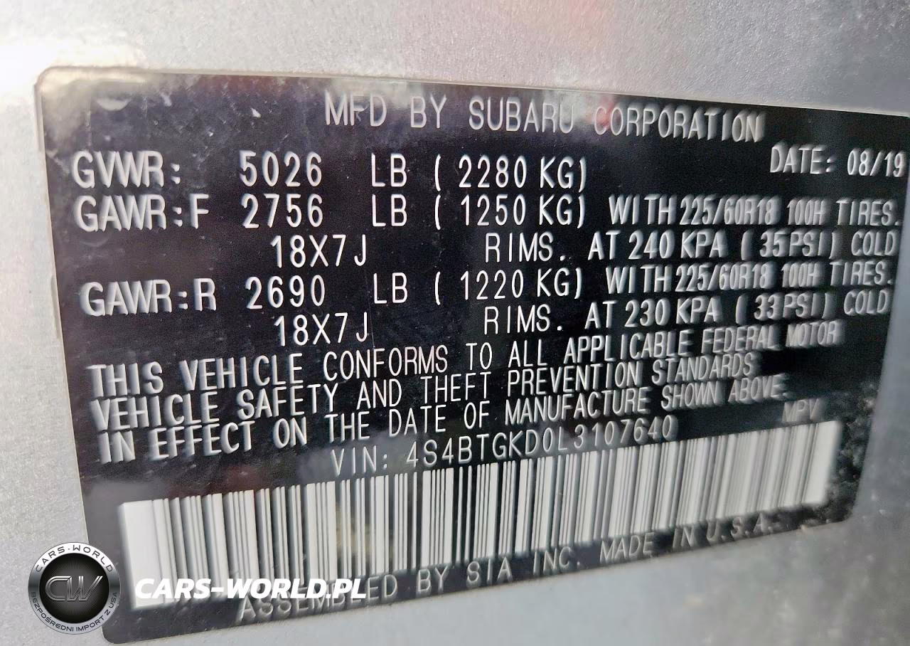 2020 Subaru Outback VIN:4S4BTGKD0L3107640 - 14