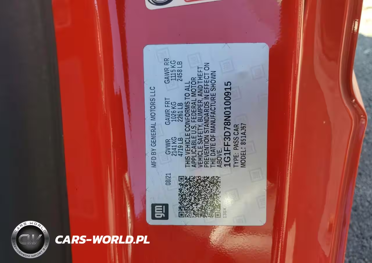 2022 Chevrolet Camaro Lt1 VIN:1G1FF3D78N0100915 - 12