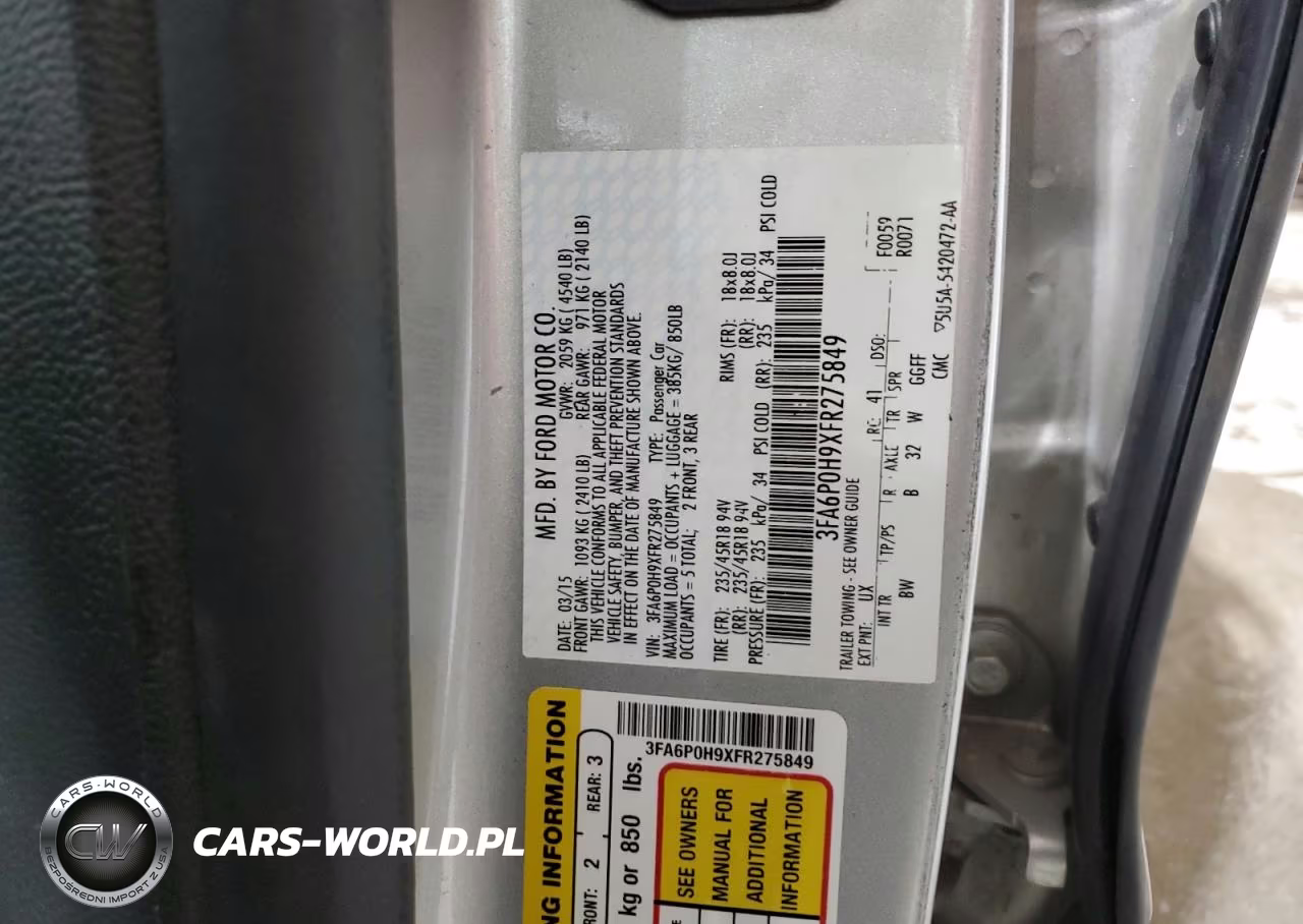 2015 Ford Fusion Se VIN:3FA6P0H9XFR275849 - 12