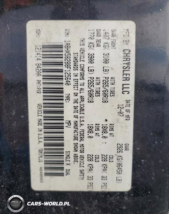 2008 Chrysler Aspen VIN:1A8HX58288F125640 - 13