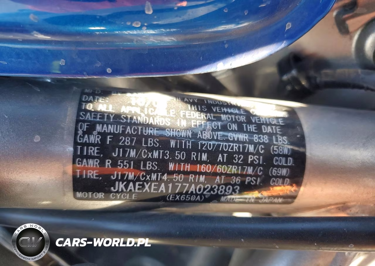 2007 Kawasaki Ex650 A VIN:JKAEXEA177A023893 - 9