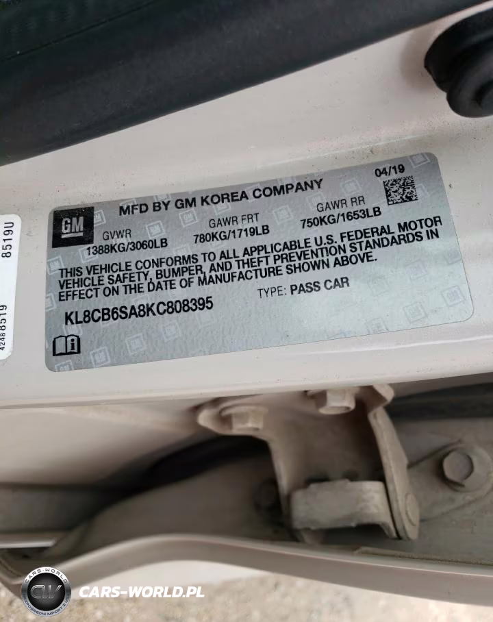 CHEVROLET SPARK LS VIN:KL8CB6SA8KC808395 - 12