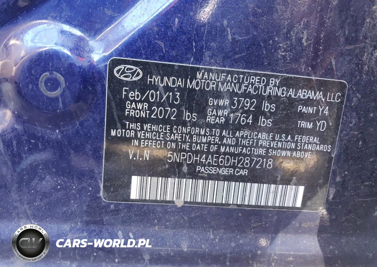 2013 Hyundai Elantra Gls VIN:5NPDH4AE6DH287218 - 12