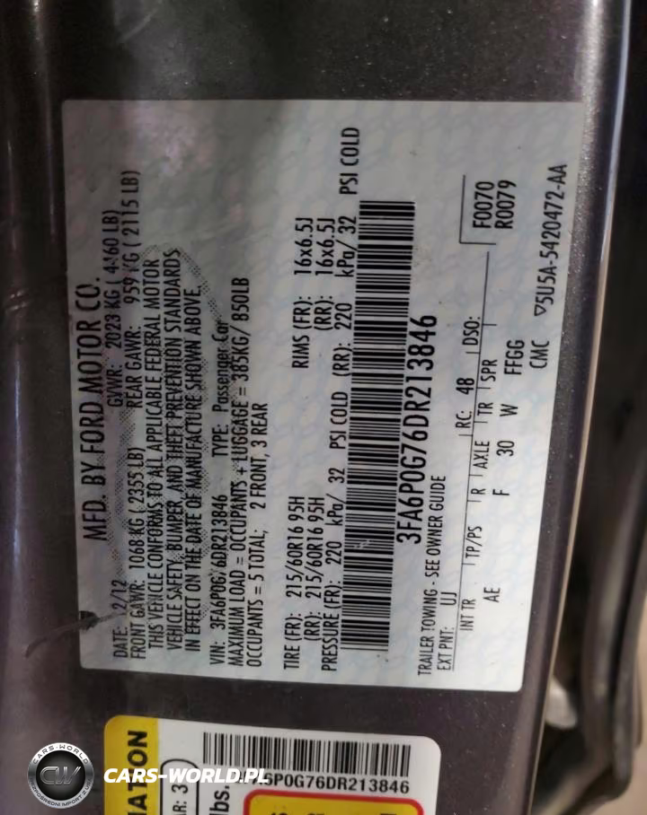 2013 Ford Fusion S VIN:3FA6P0G76DR213846 - 12