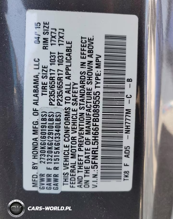 2015 Honda Odyssey Exl VIN:5FNRL5H66FB089555 - 13