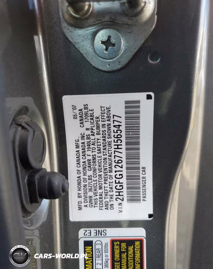 2007 Honda Civic Lx VIN:2HGFG12677H565477 - 12